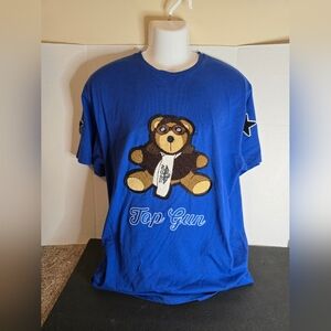 Y2K Top Gun Embroidered Bear T-shirt 2XL